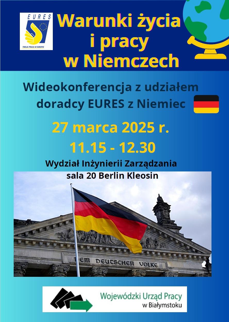 Plakat informacyjny - warunki życia i pracy w Niemczech - 27 marca 2025 